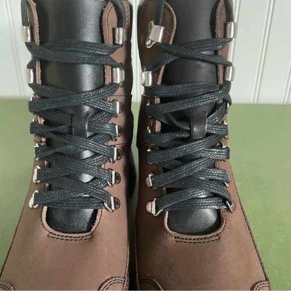 NWT Swedish Hasbeens TRAIL BOOTS in Brown/Black Nubuck w Wooden Heels - Picture 5 of 15